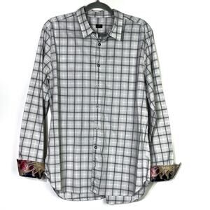 PS Paul Smith Gray and White Plaid Cotton Button Down XL EUC